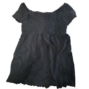 NWOT Last Tango S/M Ruched Baby Doll Navy Blue SS Top 125324